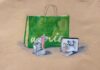 Fragments of Want A painting depicting a large green Aerie shopping bag, a smaller white Chanel bag, multiple tubes of lip gloss, and a crumpled receipt.